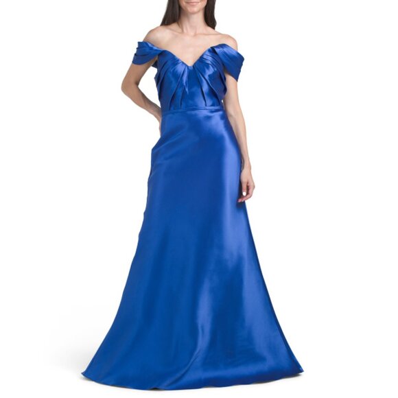 RENE BY RENE RUIZ Dresses & Skirts - RENE BY RENE RUIZ Cobalt Off The Shoulder Mikado Gown